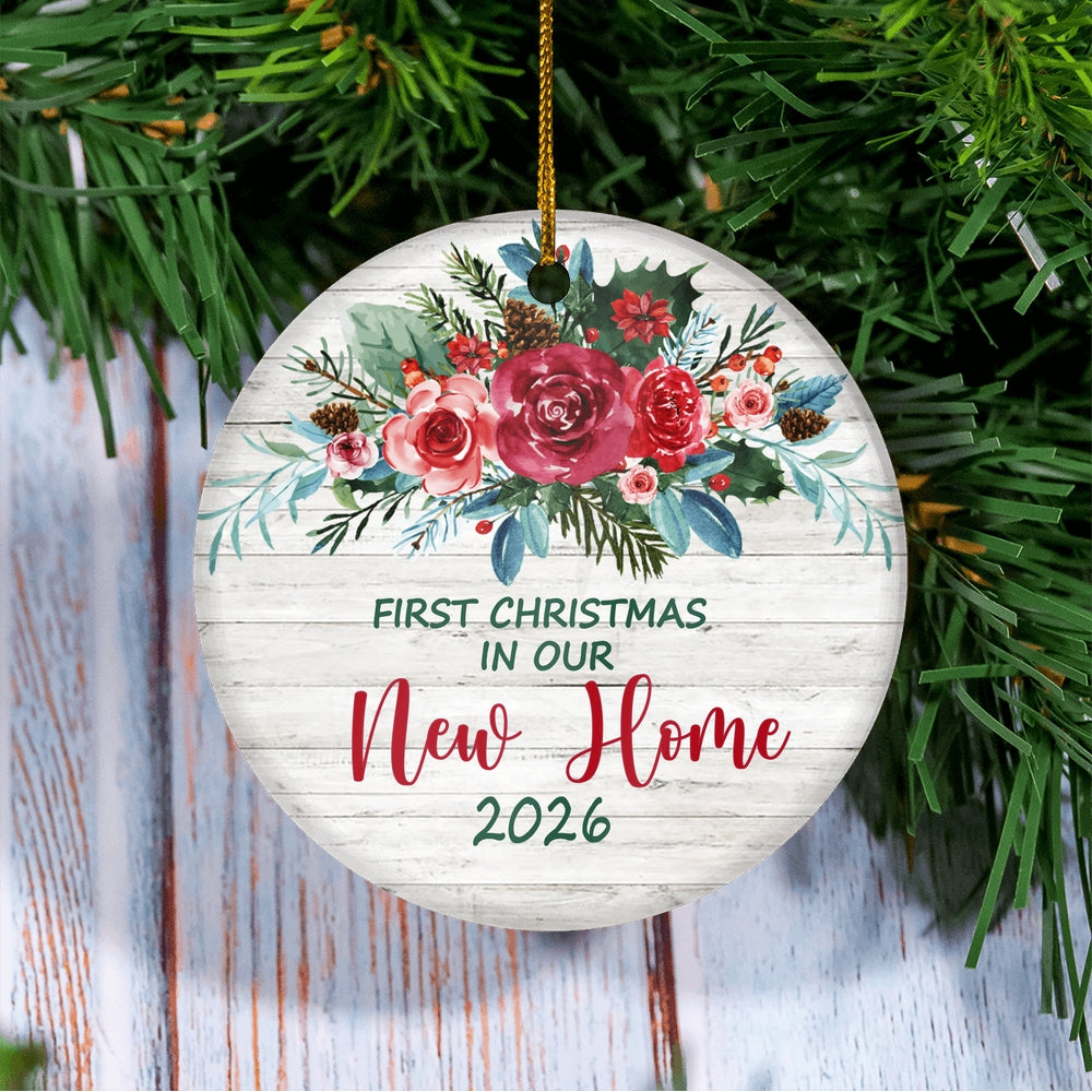 First Christmas In Our New Home Mr And Mrs 2025 Bride Groom For Wedding Newlywed Couple (21) Christmas Tree Ornament | teecentury