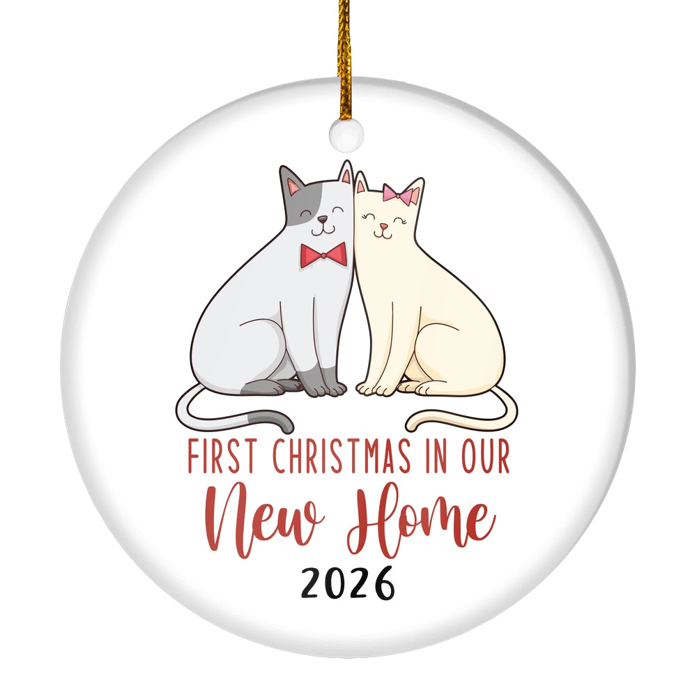 First Christmas In Our New Home Mr And Mrs 2025 Cat For Wedding Newlywed Couple (17) 2025 Christmas Tree Ornament | teecentury