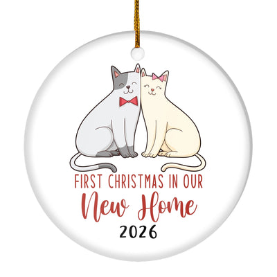 First Christmas In Our New Home Mr And Mrs 2025 Cat For Wedding Newlywed Couple (17) 2025 Christmas Tree Ornament | teecentury