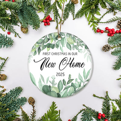 First Christmas In Our New Home Mr And Mrs 2025 Flower Leaf For Wedding Newlywed Couple (14) 2025 Christmas Tree Ornament | teecentury