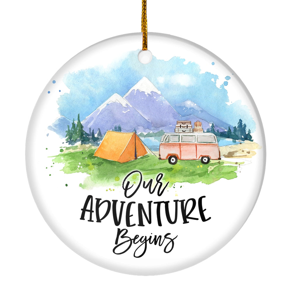 First Christmas Ornaments Rustic With Red Truck And Green Tree First XMAS Wedding Presents For Newlywed Our Adventure Begins Holiday Christmas Tree Ornament | teecentury