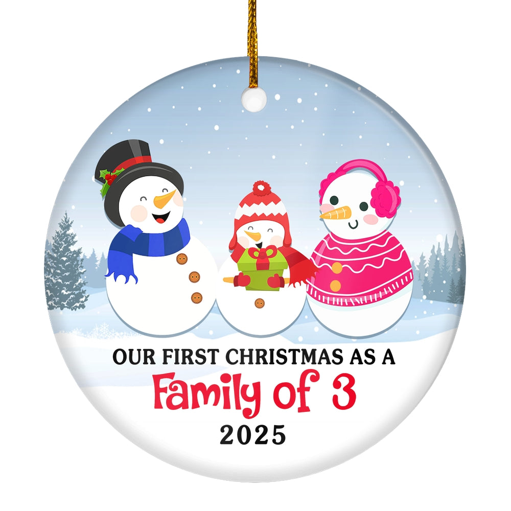 First Christmas as a Family of Three Ornament 2024 1st Christmas as Mommy and Daddy New Parents New Baby Snowman Gift Christmas Tree Ornament | teecentury