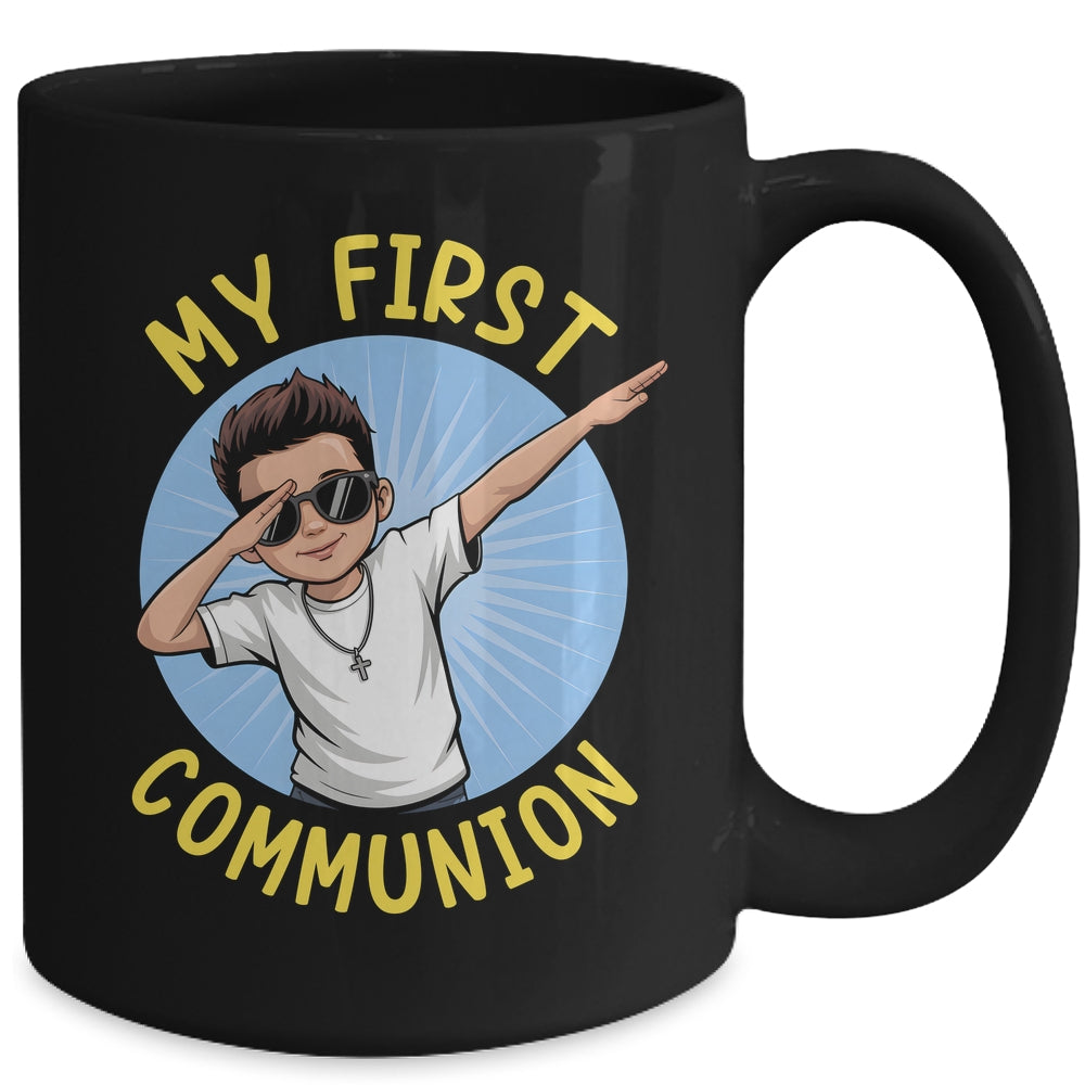 First Communion Boys Dabbing 1st Communion Holy Christian Mug | teecentury