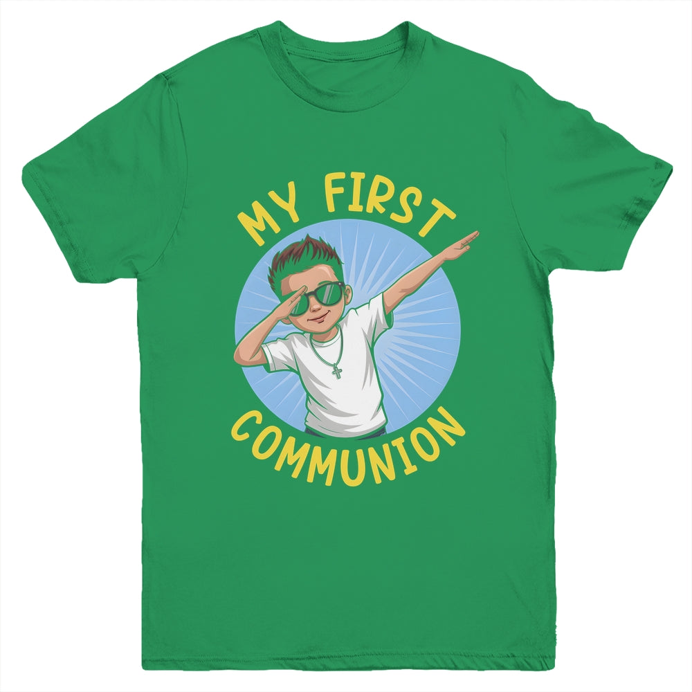 First Communion Boys Dabbing 1st Communion Holy Christian Youth Shirt | teecentury