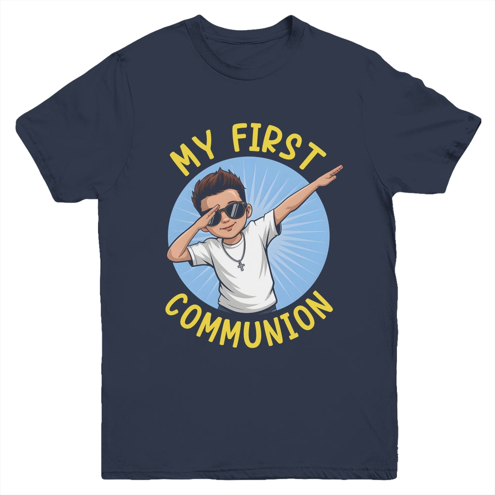 First Communion Boys Dabbing 1st Communion Holy Christian Youth Shirt | teecentury