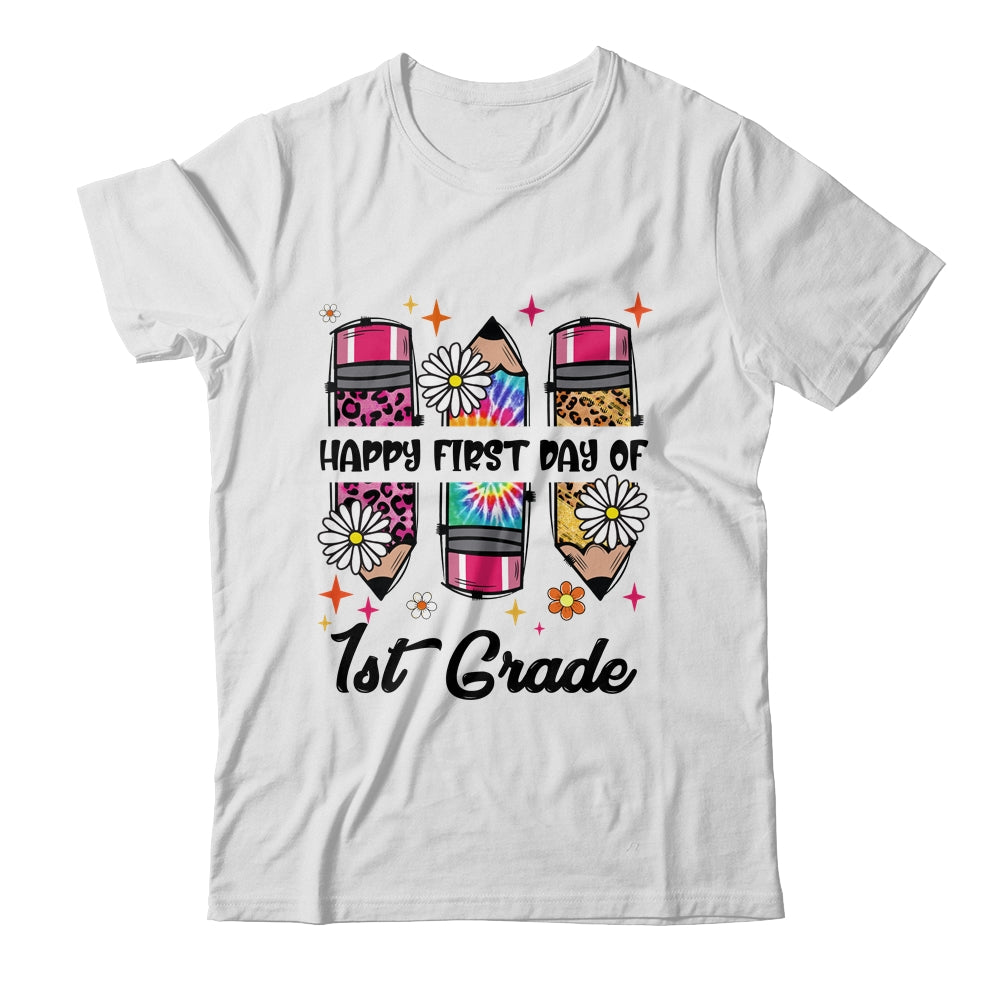 First Day Of 1st Grade Teacher Leopard Pencil Back To School Shirt & Hoodie | teecentury