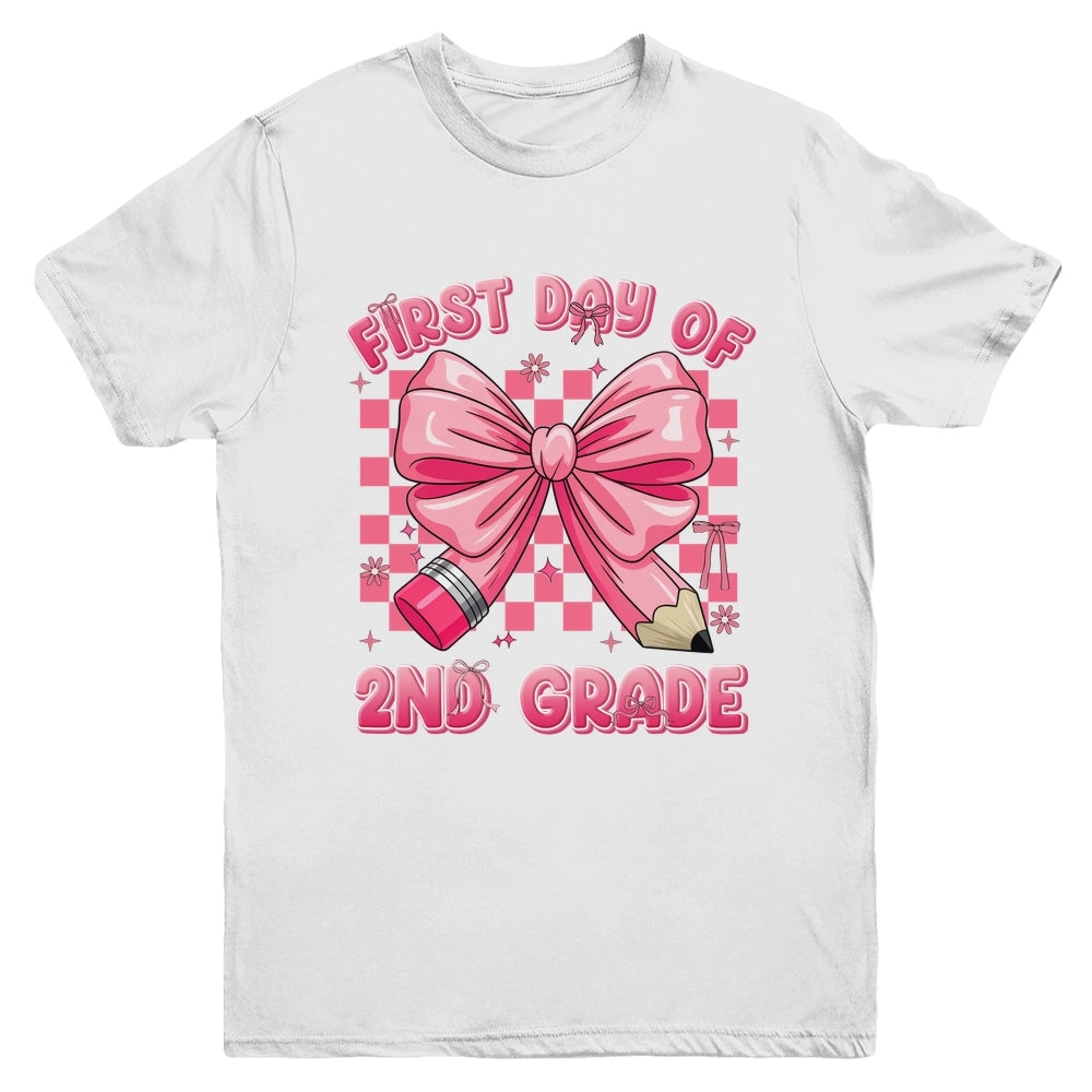 First Day Of 2nd Grade Coquette Back To School Girls Kids Youth Shirt | teecentury