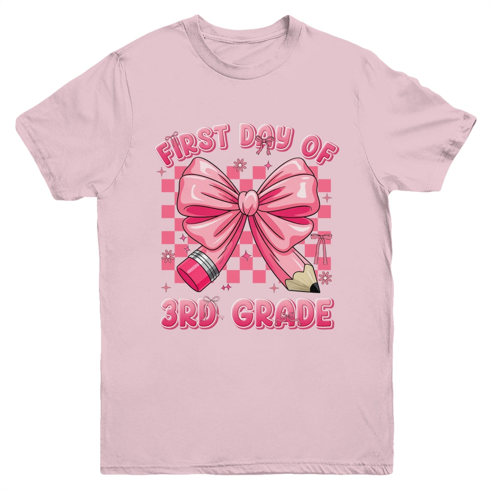 First Day Of 3rd Grade Coquette Back To School Girls Kids Youth Shirt | teecentury