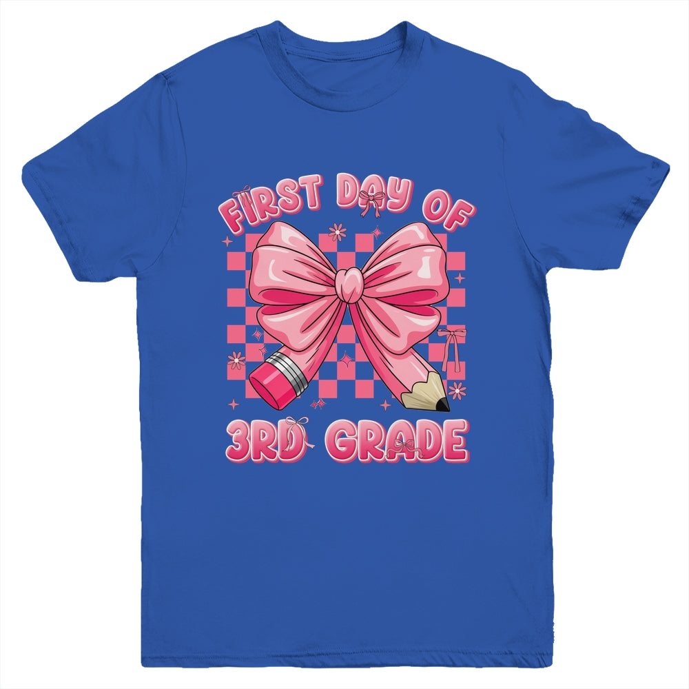 First Day Of 3rd Grade Coquette Back To School Girls Kids Youth Shirt | teecentury