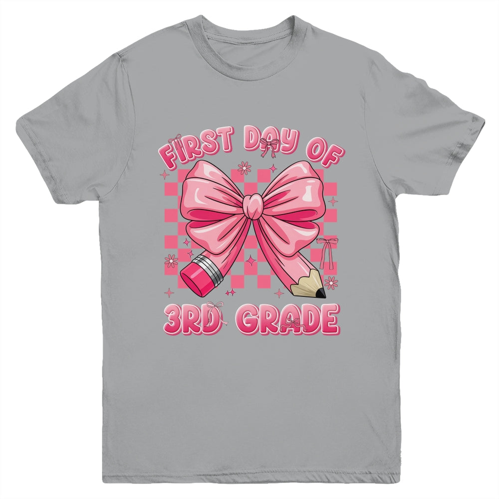 First Day Of 3rd Grade Coquette Back To School Girls Kids Youth Shirt | teecentury