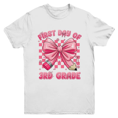 First Day Of 3rd Grade Coquette Back To School Girls Kids Youth Shirt | teecentury
