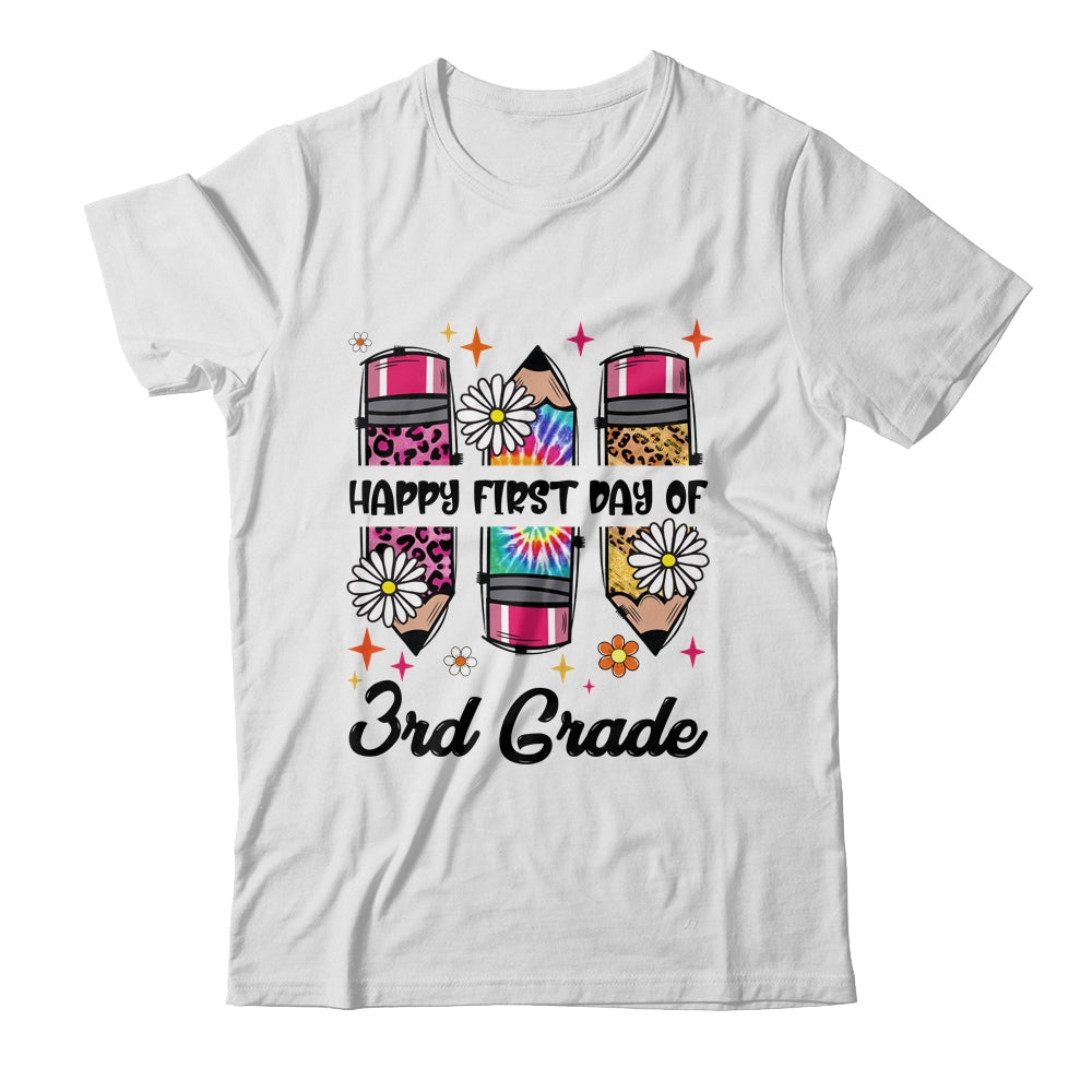 First Day Of 3rd Grade Teacher Leopard Pencil Back To School Shirt & Hoodie | teecentury