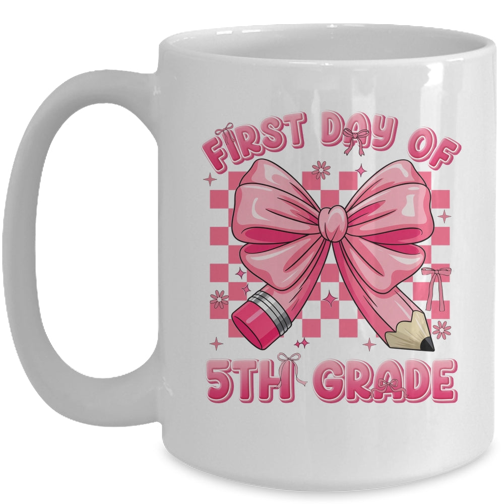 First Day Of 5th Grade Coquette Back To School Girls Kids Mug | teecentury