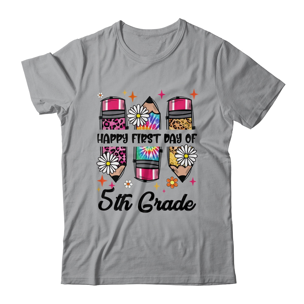First Day Of 5th Grade Teacher Leopard Pencil Back To School Shirt & Hoodie | teecentury
