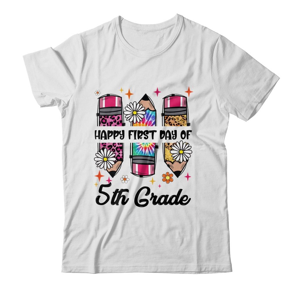 First Day Of 5th Grade Teacher Leopard Pencil Back To School Shirt & Hoodie | teecentury