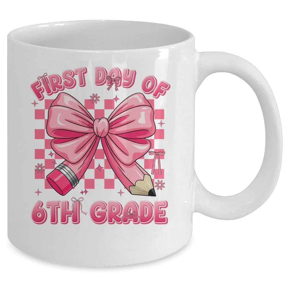 First Day Of 6th Grade Coquette Back To School Girls Kids Mug | teecentury
