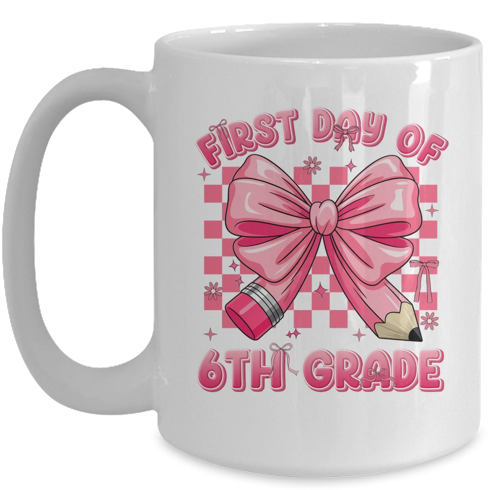 First Day Of 6th Grade Coquette Back To School Girls Kids Mug | teecentury