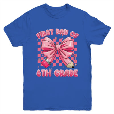 First Day Of 6th Grade Coquette Back To School Girls Kids Youth Shirt | teecentury