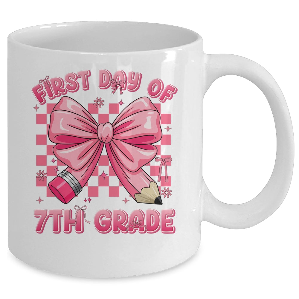 First Day Of 7th Grade Coquette Back To School Girls Kids Mug | teecentury