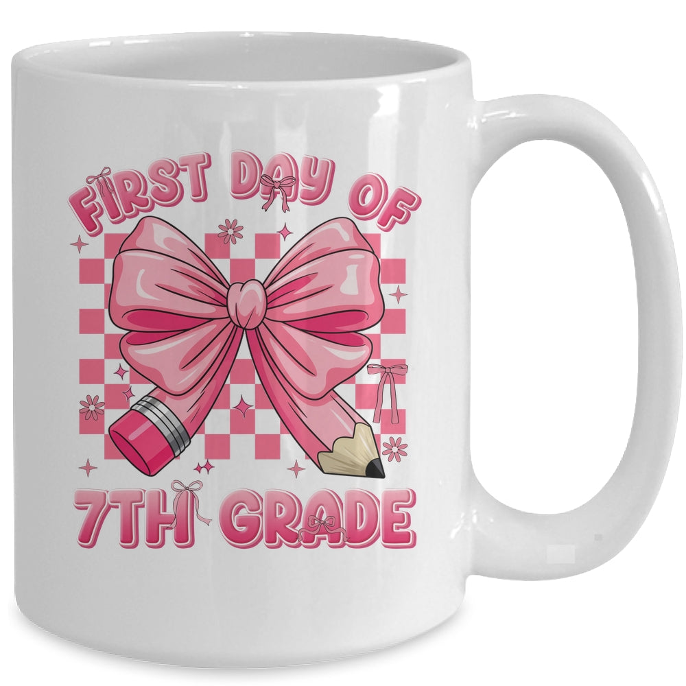 First Day Of 7th Grade Coquette Back To School Girls Kids Mug | teecentury