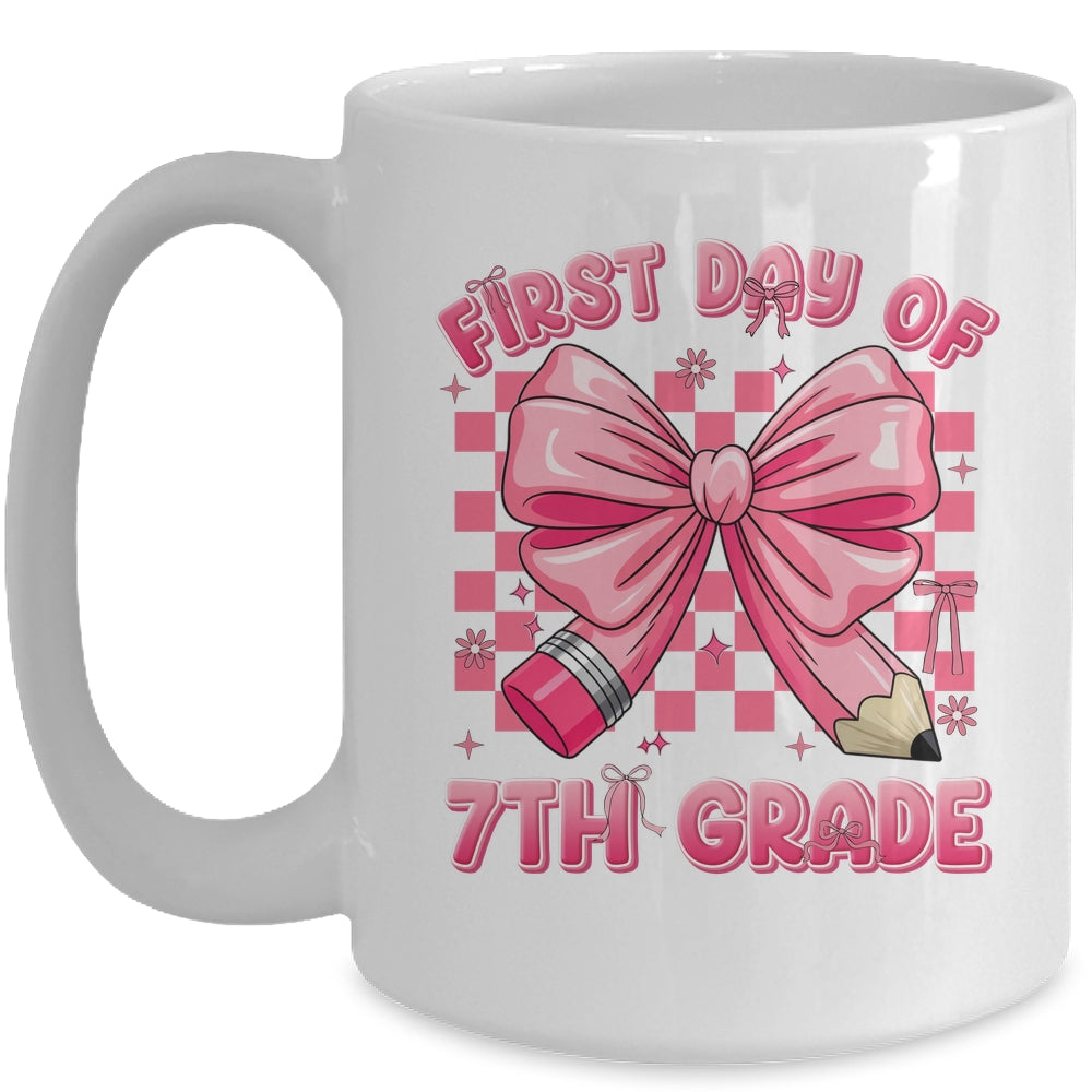 First Day Of 7th Grade Coquette Back To School Girls Kids Mug | teecentury