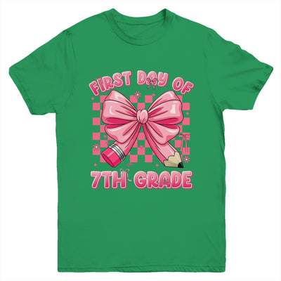 First Day Of 7th Grade Coquette Back To School Girls Kids Youth Shirt | teecentury