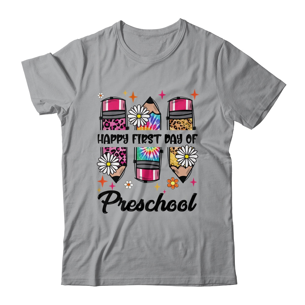 First Day Preschool Teacher Leopard Pencil Back To School Shirt & Hoodie | teecentury