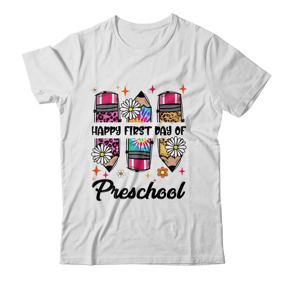 First Day Preschool Teacher Leopard Pencil Back To School Shirt & Hoodie | teecentury