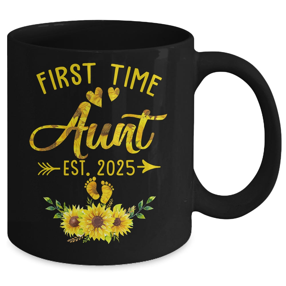First Time Aunt Est 2025 Sunflower Promoted To Aunt Mug | teecentury