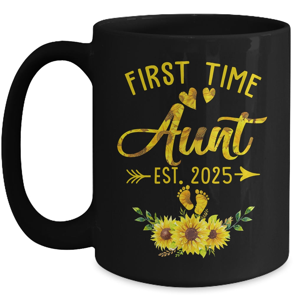 First Time Aunt Est 2025 Sunflower Promoted To Aunt Mug | teecentury