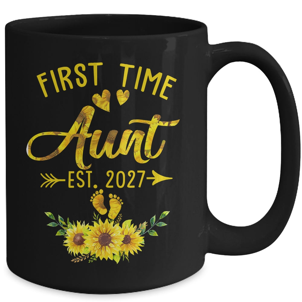 First Time Aunt Est 2027 Sunflower Promoted To Aunt Mug | teecentury