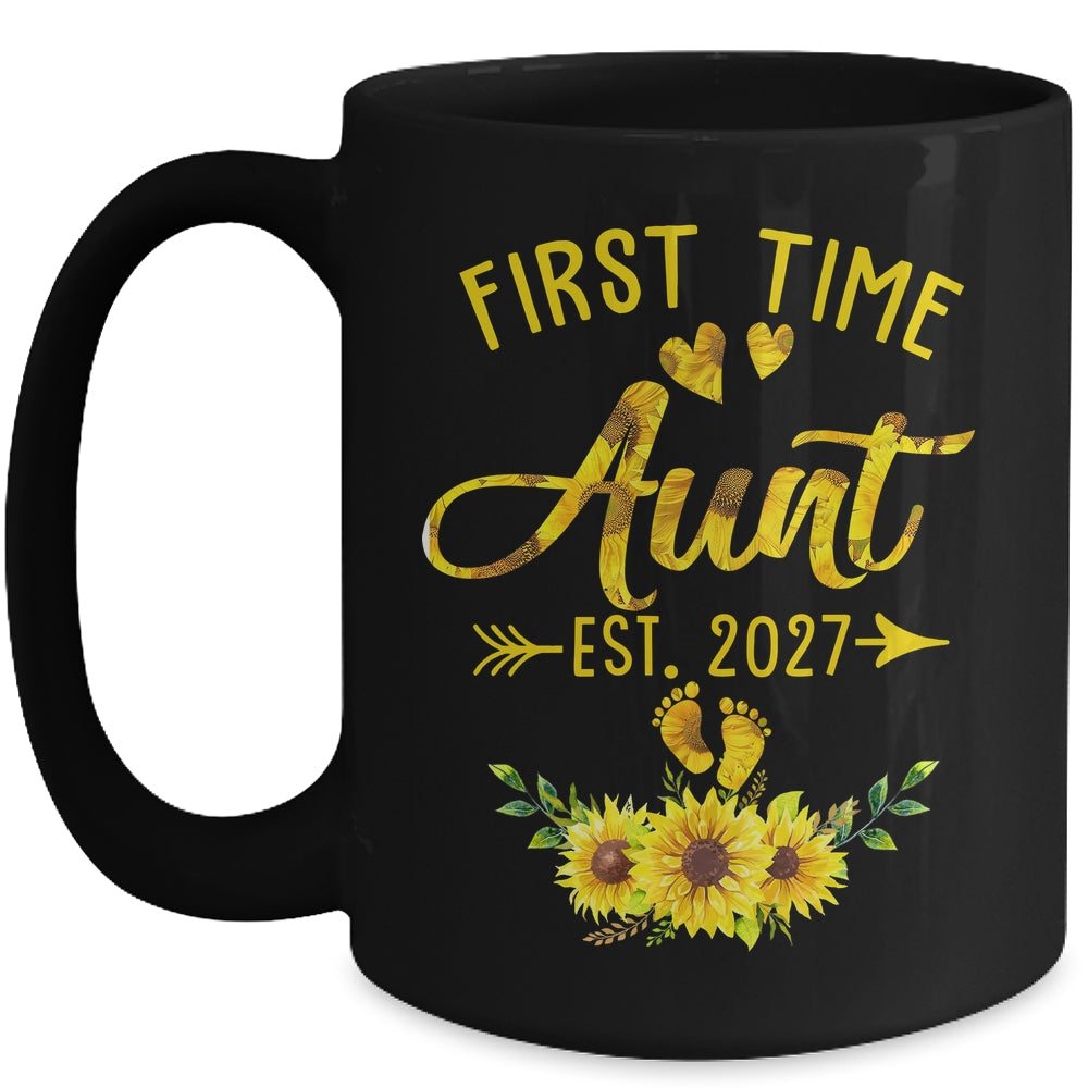 First Time Aunt Est 2027 Sunflower Promoted To Aunt Mug | teecentury