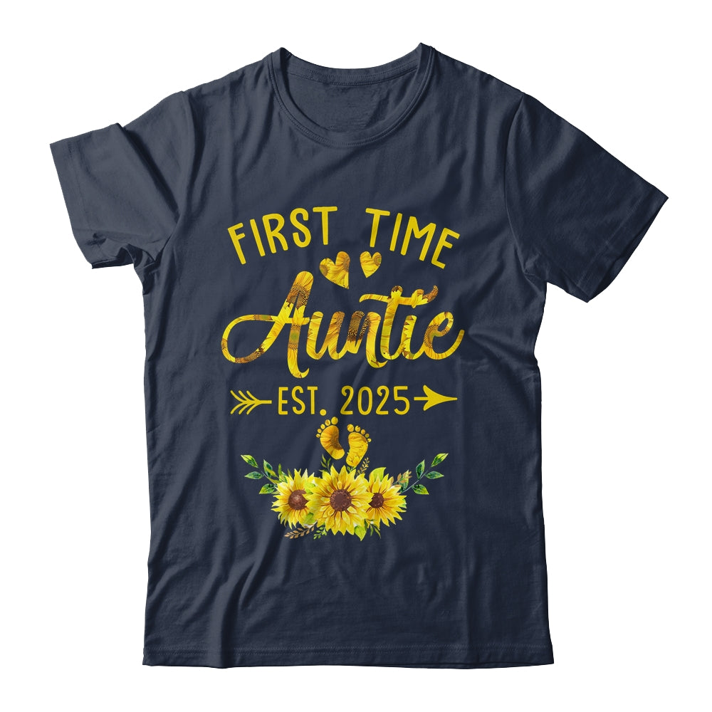 First Time Auntie Est 2025 Sunflower Promoted To Auntie Shirt & Tank Top | teecentury