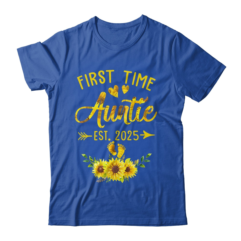 First Time Auntie Est 2025 Sunflower Promoted To Auntie Shirt & Tank Top | teecentury