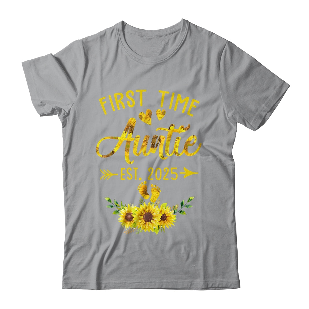 First Time Auntie Est 2025 Sunflower Promoted To Auntie Shirt & Tank Top | teecentury