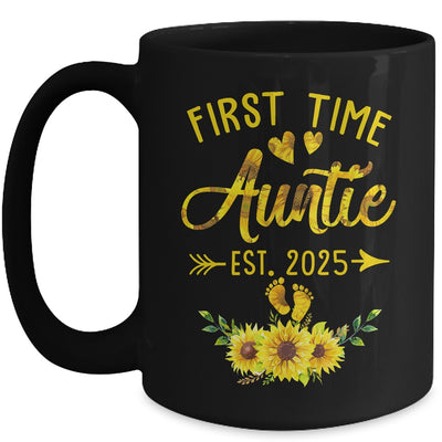 First Time Auntie Est 2025 Sunflower Promoted To Auntie Mug | teecentury