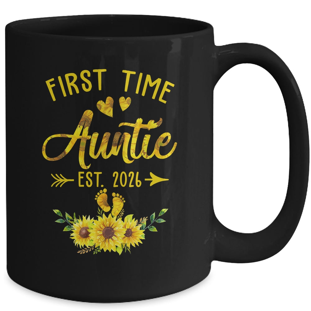First Time Auntie Est 2026 Sunflower Promoted To Auntie Mug | teecentury