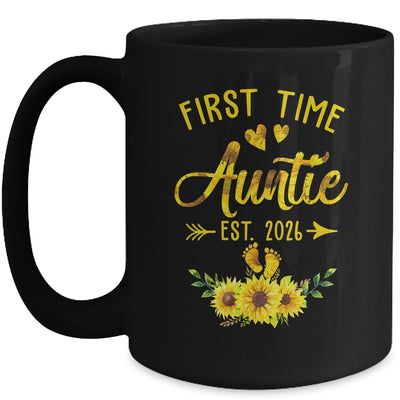 First Time Auntie Est 2026 Sunflower Promoted To Auntie Mug | teecentury