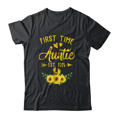 First Time Auntie Est 2026 Sunflower Promoted To Auntie Shirt & Tank Top | teecentury