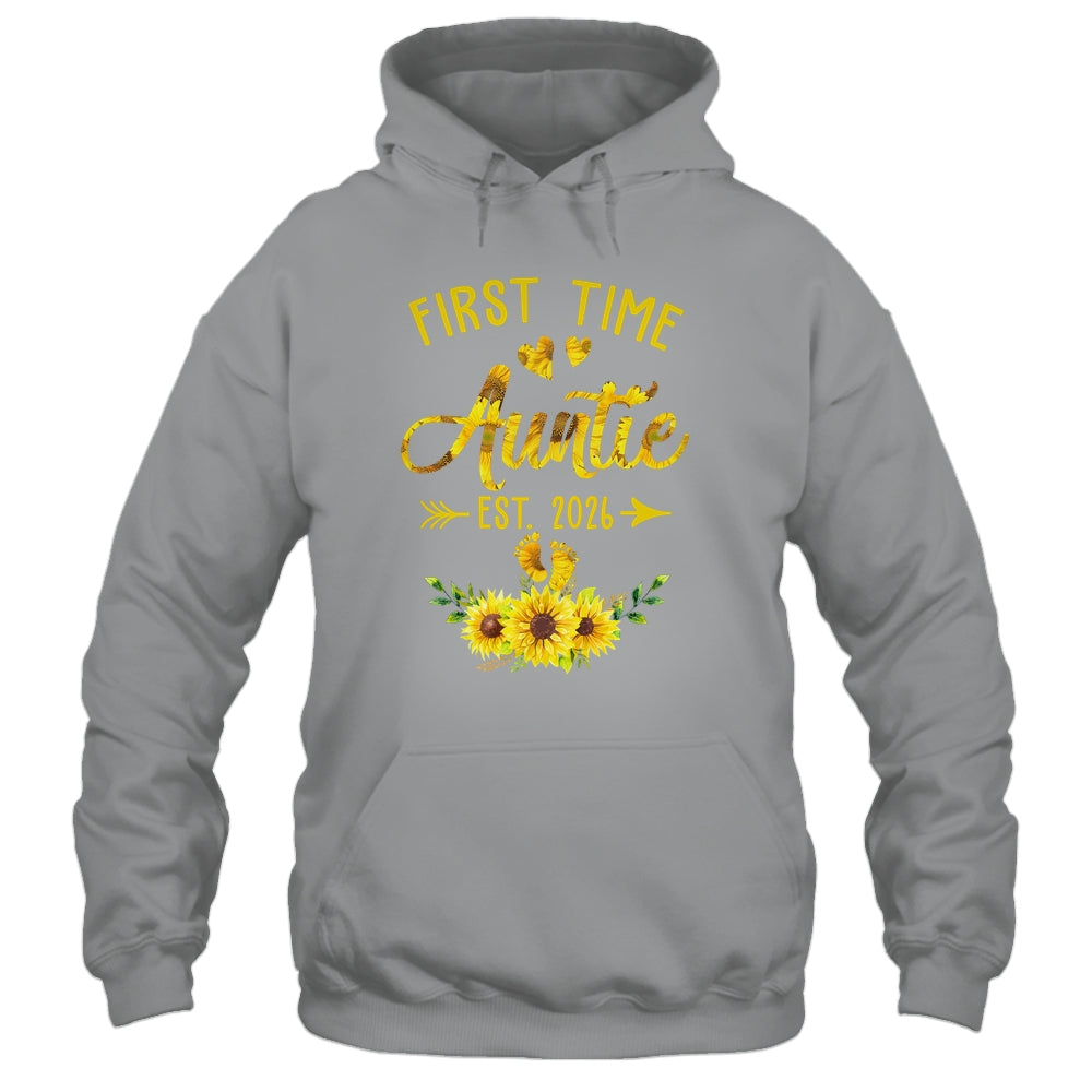 First Time Auntie Est 2026 Sunflower Promoted To Auntie Shirt & Tank Top | teecentury