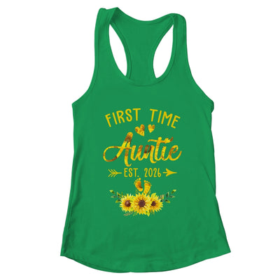 First Time Auntie Est 2026 Sunflower Promoted To Auntie Shirt & Tank Top | teecentury