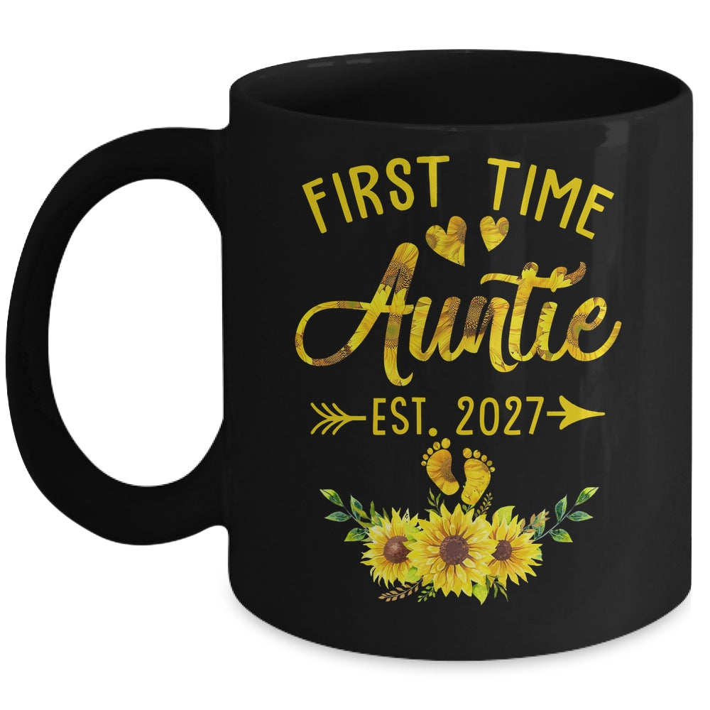 First Time Auntie Est 2027 Sunflower Promoted To Auntie Mug | teecentury