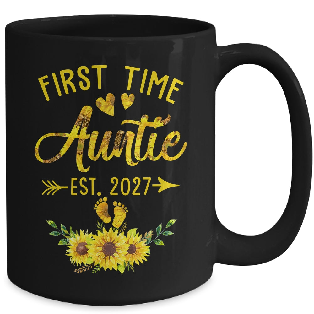First Time Auntie Est 2027 Sunflower Promoted To Auntie Mug | teecentury