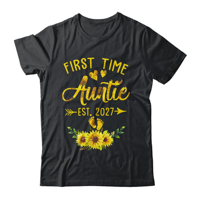 First Time Auntie Est 2027 Sunflower Promoted To Auntie Shirt & Tank Top | teecentury