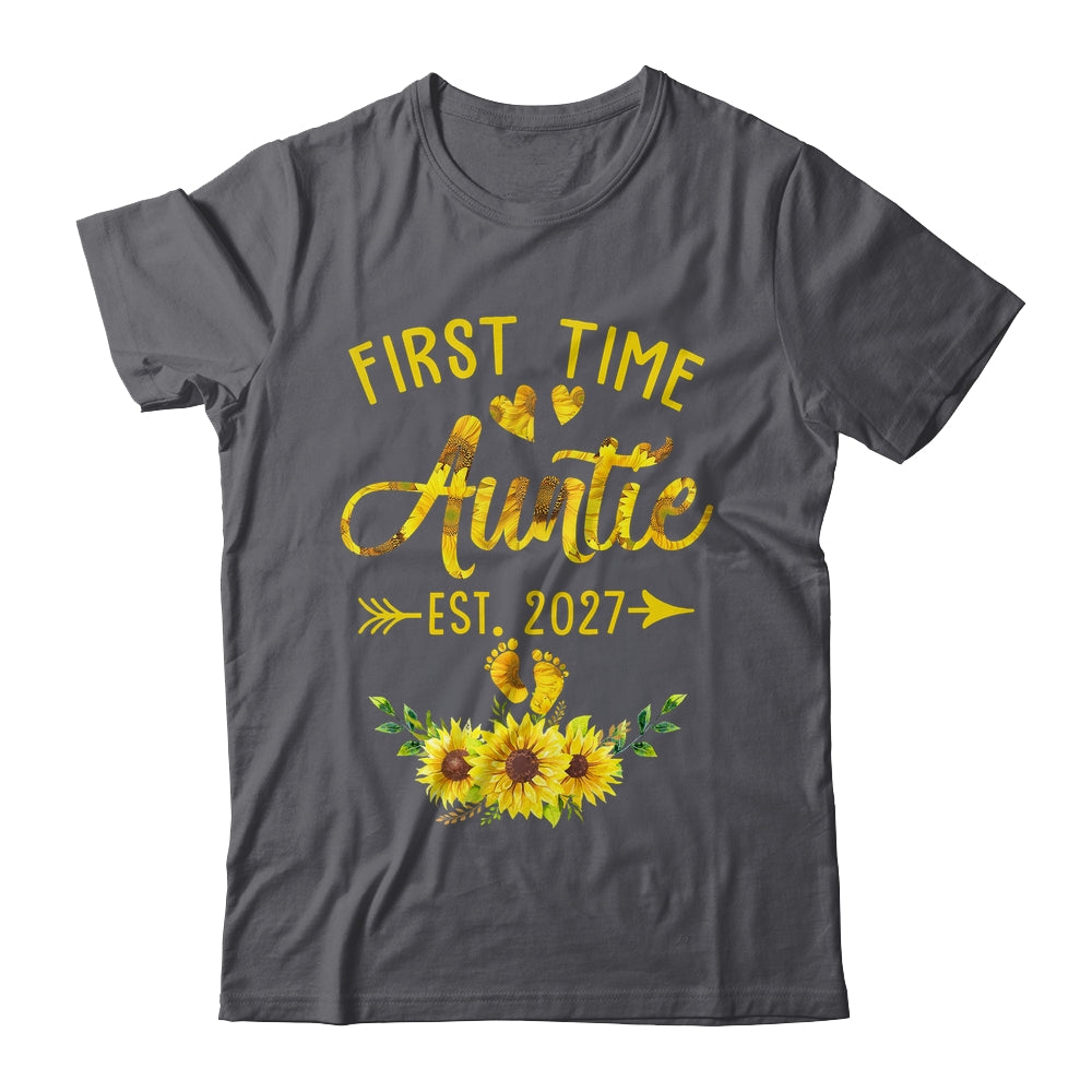 First Time Auntie Est 2027 Sunflower Promoted To Auntie Shirt & Tank Top | teecentury