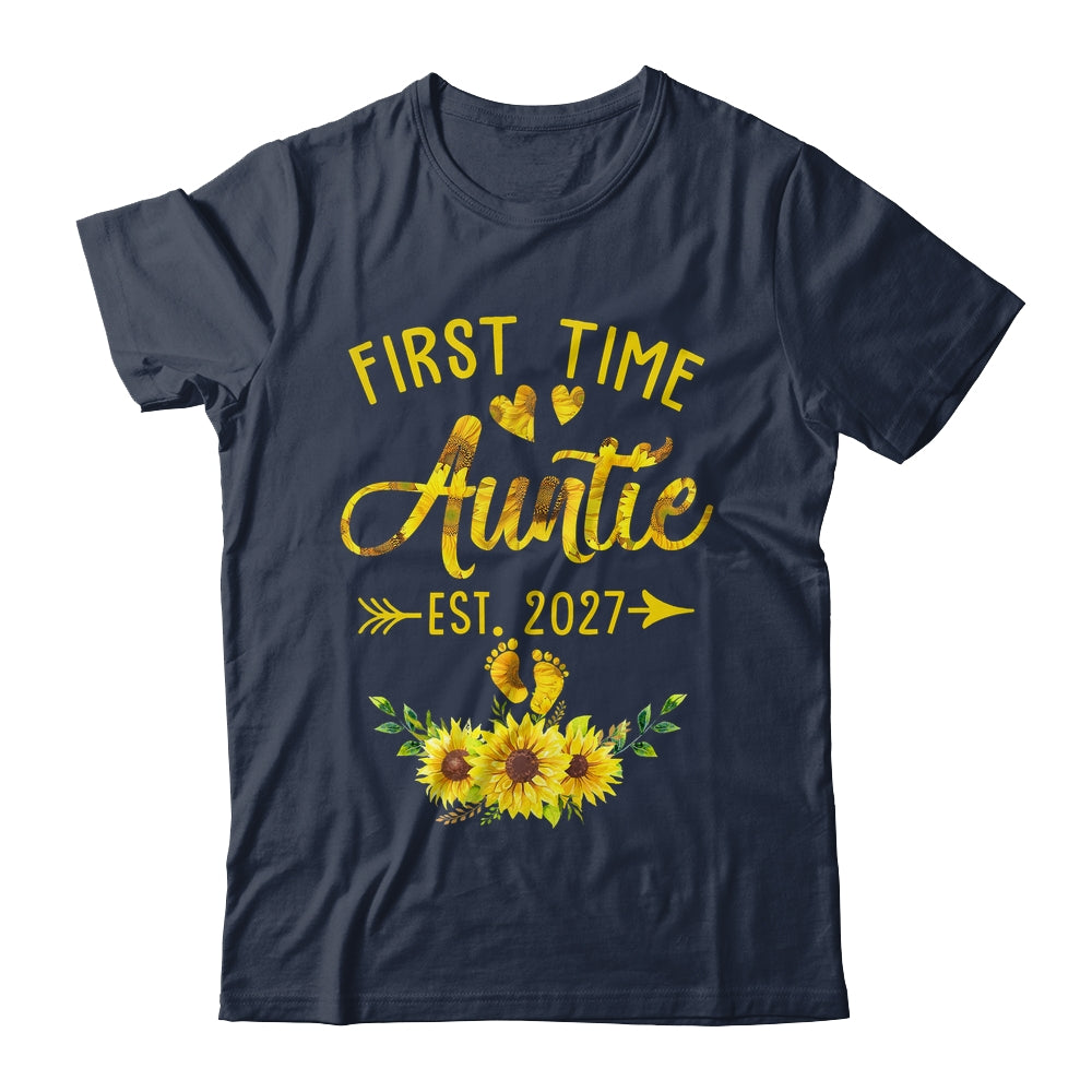 First Time Auntie Est 2027 Sunflower Promoted To Auntie Shirt & Tank Top | teecentury