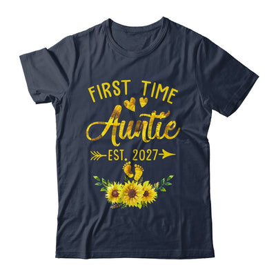 First Time Auntie Est 2027 Sunflower Promoted To Auntie Shirt & Tank Top | teecentury