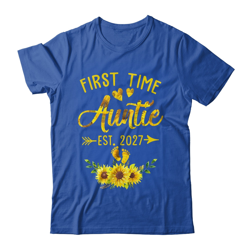 First Time Auntie Est 2027 Sunflower Promoted To Auntie Shirt & Tank Top | teecentury