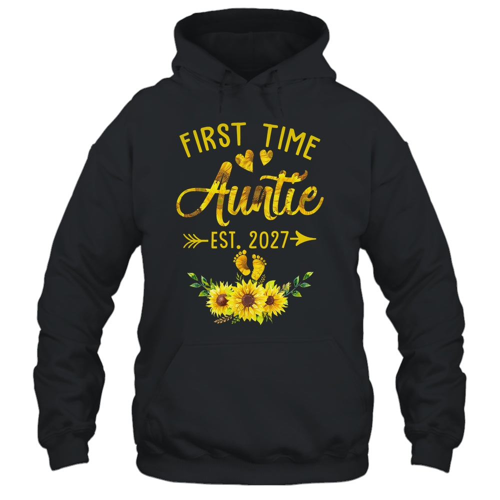 First Time Auntie Est 2027 Sunflower Promoted To Auntie Shirt & Tank Top | teecentury