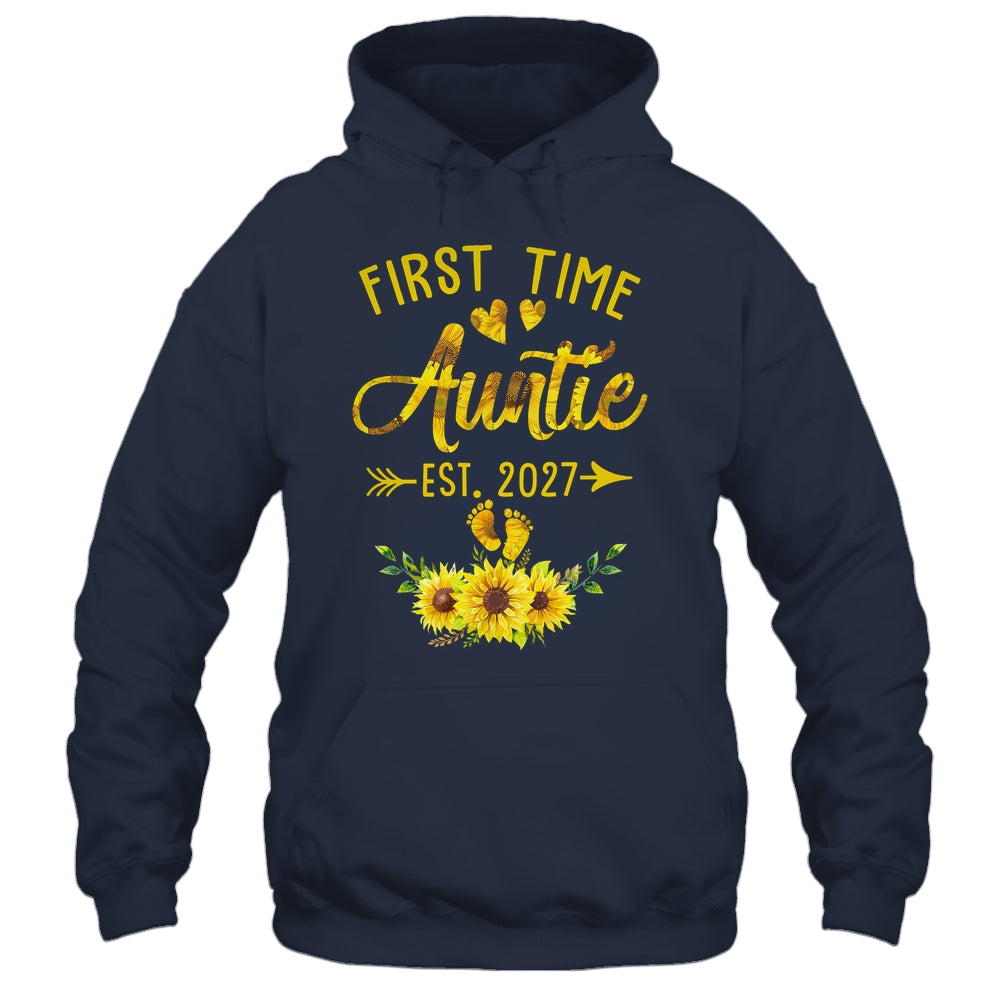 First Time Auntie Est 2027 Sunflower Promoted To Auntie Shirt & Tank Top | teecentury